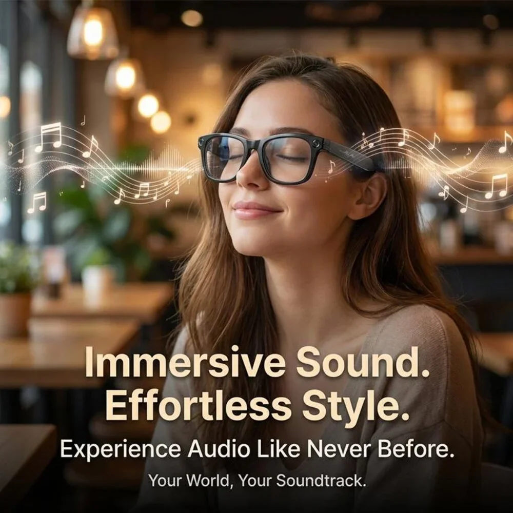 Smart HD Camera Glasses 8MP Photo Video Recording Headphone Mic AI Translation